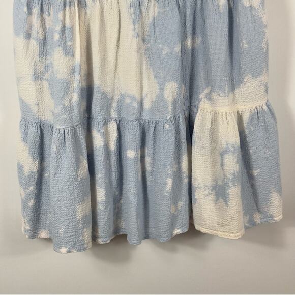Current Air Anthropologie Blue White Tie Dye Ruffle Tiered Mini Dress Size S - Picture 4 of 12